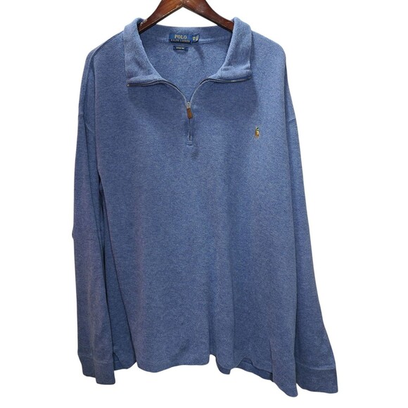 Polo Ralph Lauren Men’s 3XB Estate Rib Blue 1/4 Zip Pullover Sweater Big Tall - Picture 1 of 10